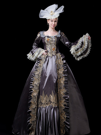 グレイヴィンテージ ヴィクトリアン ロココ レディース ドレス フレア レース トリム スリーブ ボールガウン ドレス