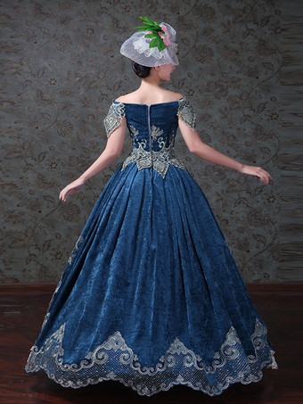 レディース ヴィンテージ ヴィクトリアン ロココ ドレス オフショルダー 花柄プリント ボールガウン ドレス