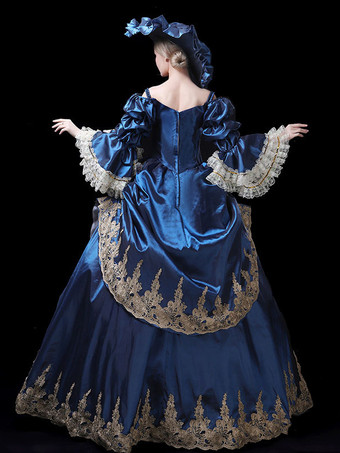 ヴィンテージ レディース ヴィクトリアン ロココ ドレス レーストリム フレアスリーブ 花柄プリント ボールガウン ドレス