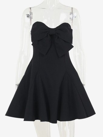 コケットボウドレス（女性用） - ストラップレスハートネックAラインミニドレス - 夏の誕生日パーティー2026