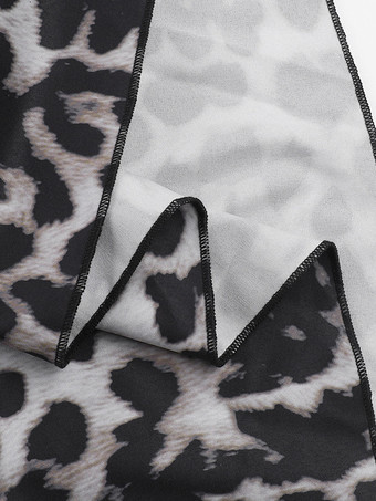 ヒョウ柄マキシ丈サマードレス（女性用） - アニマルプリントのセクシーなスパゲッティストラップフレアロングドレス - 2026年夏のビーチバケーション