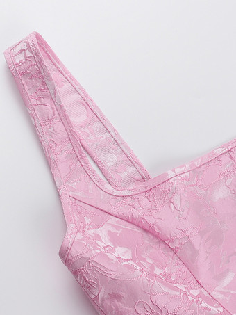 ジャカードコケットミニドレス（女性用） - バービーコア ビッグリボンバック ノースリーブ Aライン - 夏の誕生日パーティー衣装 2026