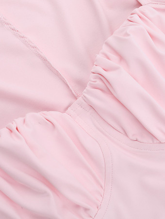 Coquette Bodycon Mini Dress For Women - Pastel Pink Long Sleeve Ruched Bust - Spring Brunch Date Night Outfits 2026