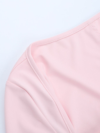 Coquette Bodycon Mini Dress For Women - Pastel Pink Long Sleeve Ruched Bust - Spring Brunch Date Night Outfits 2026