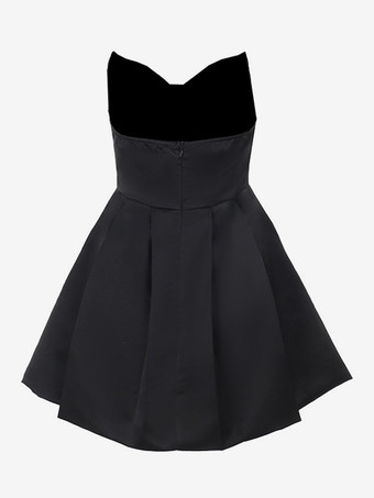 コルセット風コケットサテンドレス（女性用） - ブラックゴシック スウィートハート ボーン入りノースリーブ Aラインドレス - 2026年夏の誕生日パーティー