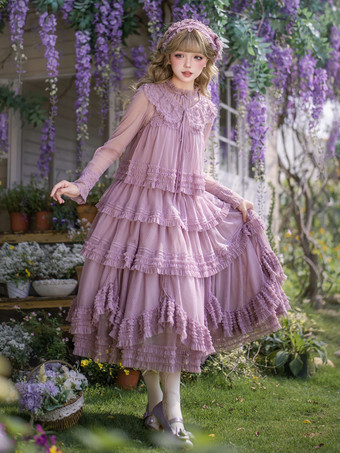 Sweet Lolita Light Sky Blue Ruffles Sleeveless Dress With Blouse / Pre-order Deadline: 4/14