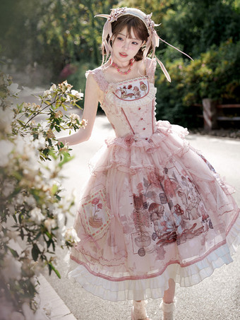 Robe Sweet Lolita sans manches robe Sweet Lolita rose