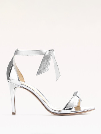 レディース プロムシューズ メタリック オープントゥ ノット ハイヒールサンダル