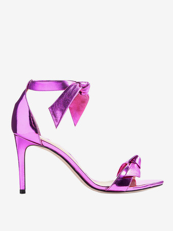 レディース プロムシューズ メタリック オープントゥ ノット ハイヒールサンダル