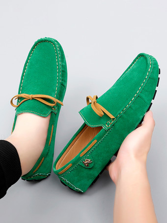 メンズカジュアルシューズ スエードリボン スリッポン ドライビングシューズ