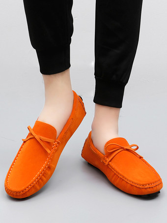 メンズカジュアルシューズ スエードリボン スリッポン ドライビングシューズ