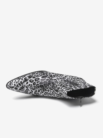 メンズ アンクルブーツ レオパード柄 ラウンドトゥ チャンキーヒール ブーティ