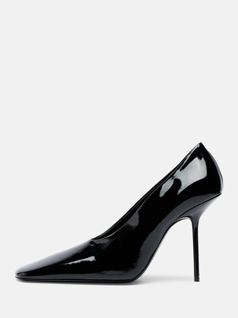 ブラック レディース セクシー パンプス スクエアトゥ スリッポン ドレスシューズ