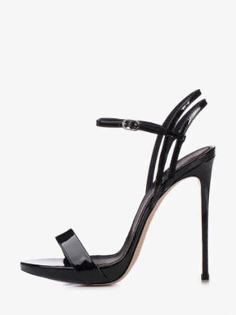 ブラック ゴールドのハイヒールサンダル、メタリックなオープントゥのハイヒール、プロムシューズ