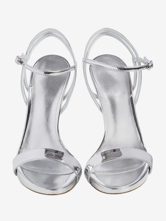 ゴールドのハイヒールサンダル、メタリックなオープントゥのハイヒール、プロムシューズ