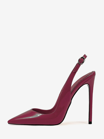 ワインレッド ハイヒールパンプス レディース ポインテッドトゥ スリングバック ドレスシューズ