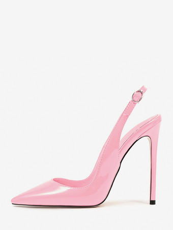 ピンクハイヒールパンプス レディース ポインテッドトゥ スリングバック ドレスシューズ