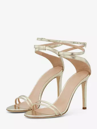 Sandalo Con Tacco Donna Bronzo Antracite | Décolleté Punta Aperta Allacciatura Caviglia | Tacco 10 Cm Comfort
