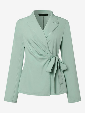 エレガントなラップブレザー レディース 2点セット - スリムフィット タイウエスト ワイドレッグパンツスーツ - 春のビジネスカジュアル 2026