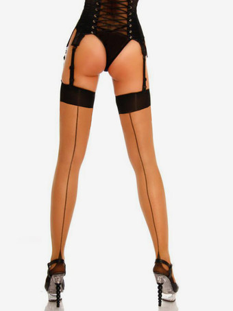 肌色女性用ストッキング　肌色シアーサイハイストッキング