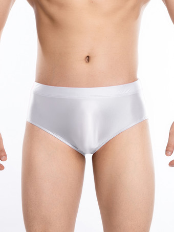 ホワイト メンズランジェリー 男性向けセクシーショーツ ピンク シェイプアップ シャイニーブリーフ