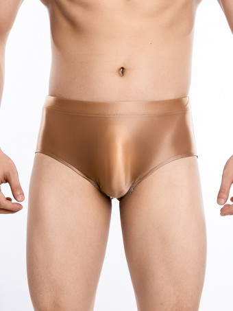 ブラウン メンズランジェリー 男性向けセクシーショーツ ピンク シェイプアップ シャイニーブリーフ