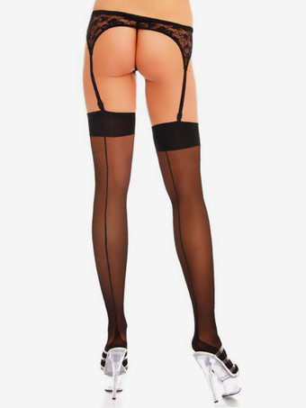 ブラック ストッキング セクシーな黒の透け感のある太もも丈ストッキング
