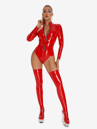 レッド ランジェリーテディ ジッパー付きシェイプアップ レッド セクシーテディ ニーハイソックス付き