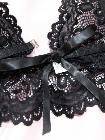 ランジェリー カップなし レース ブラック ブラジャー＆ショーツ 2点セット