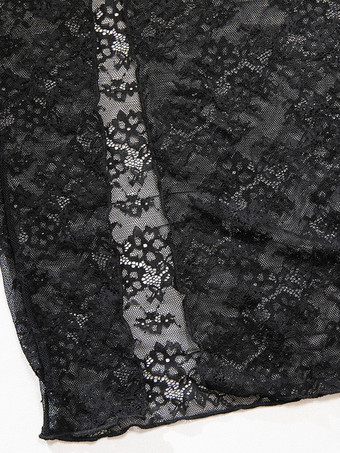 ロングナイトガウン ブラック セクシー シェイプアップ バックレス カットアウト ポリエステル ランジェリー