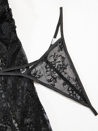 ロングナイトガウン ブラック セクシー シェイプアップ バックレス カットアウト ポリエステル ランジェリー