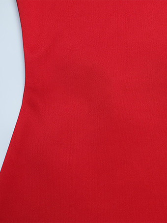 キーホールネックミニドレス（レディース） - レッド、エレガントなパッド入りショルダー、長袖、スリムフィット、ボディコン - 春のデートナイト 2026