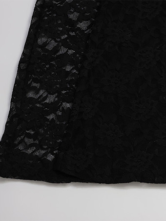 レースカットアウトボディスーツ（女性用） - ブラックゴシックオープンバック花柄シースルーフレアロンパース - 春の夜のお出かけパーティークラブウェア 2026