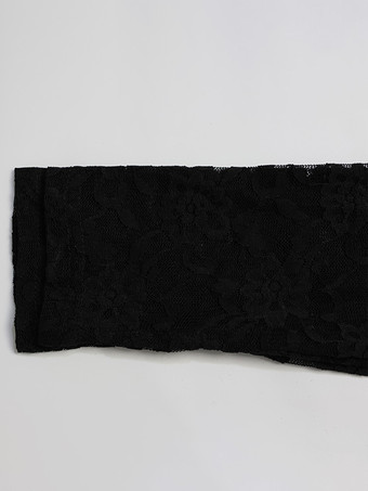 レースカットアウトボディスーツ（女性用） - ブラックゴシックオープンバック花柄シースルーフレアロンパース - 春の夜のお出かけパーティークラブウェア 2026