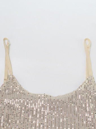 キラキラ輝くスパンコールのマキシ丈スリップドレス（女性用） - グラマラスなスパゲッティストラップボディコン - 春の夜のクラブパーティーに最適 2026