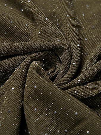 ホルターネックのディープVネックマキシドレス（女性用） - オリーブグリーンのグリッターハイカットスリット入りバックレスシースルーガウン - 夏の夜のクラブパーティーに最適 2026