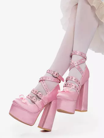 Stivaletti Gotici Donna Con Plateau Tacco Grosso - Bianco, Perline E Pizzo, Lolita (40.5 EU)