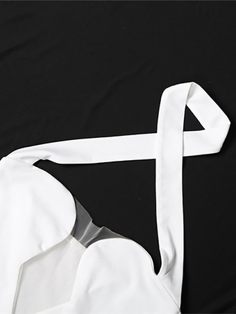 セクシーなクロスホルターネックボディコンドレス（女性用） - ホワイトの背中開きシースルーミニドレス - 夏の夜のクラブウェア 2026