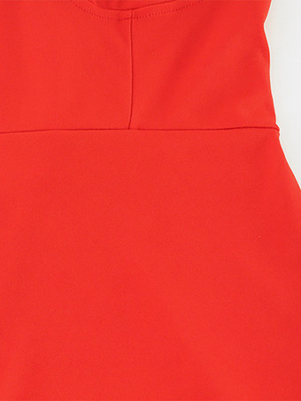 レッドボディコンフリルスリップドレス（女性用） - スリムフィット、ハイカットスリット、アシンメトリーロングキャミソール - 夏の夜のパーティーに最適 2026