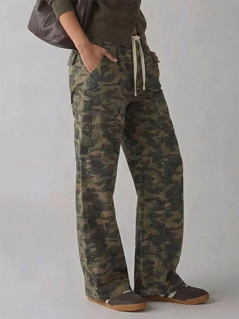 レディースのゆったりカーゴジーンズ - ウォッシュ加工のレトロY2Kローライズドローストリングワイドレッグパンツ - 2026年春のストリートウェア