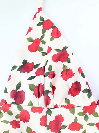 花柄の背中開きマキシドレス（女性用） - 花柄プリント、ティアードフリル裾、ハイカットスリット、ホルターネックガウン - 夏のセクシーなデートナイト衣装 2026