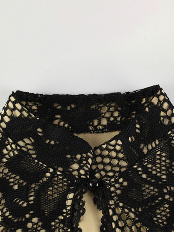 レースボディコンミディドレス（レディース） - ブラック ヴィンテージキーホールベルスリーブバックスリットシースドレス - 2026年春のカクテルパーティー