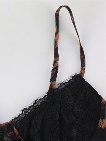 レオパード柄レディースミニスリップドレス - ブラウン Y2K レースパッチワークキャミソールスリップフィットフレア - 夏のクラブパーティーナイトアウト 2026