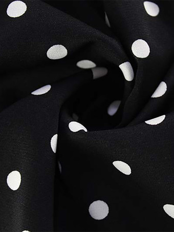 ヴィンテージ風水玉模様のホルターネックミニドレス（レディース） - ブラック レトロ クロスストラップ キーホール フィット＆フレア サンドレス - サマー ガールズ ナイトアウト 2026