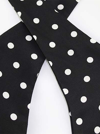 ヴィンテージ風水玉模様のホルターネックミニドレス（レディース） - ブラック レトロ クロスストラップ キーホール フィット＆フレア サンドレス - サマー ガールズ ナイトアウト 2026