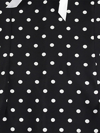 水玉模様のマキシドレス（レディース） - ブラック ヴィンテージ ピーターパンカラー ボディコン ペンシルドレス - 夏のデートナイト 2026