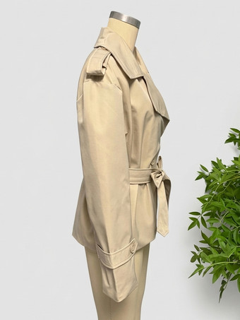 クロップドトレンチコート レディース ショートジャケット - シックなベルト付きスリムフィットウィンドブレーカー - 春のオフィスからディナーまで活躍するデイリーアウター 2026