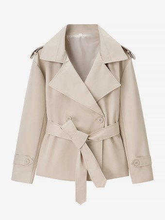 クロップドトレンチコート レディース ショートジャケット - シックなベルト付きスリムフィットウィンドブレーカー - 春のオフィスからディナーまで活躍するデイリーアウター 2026