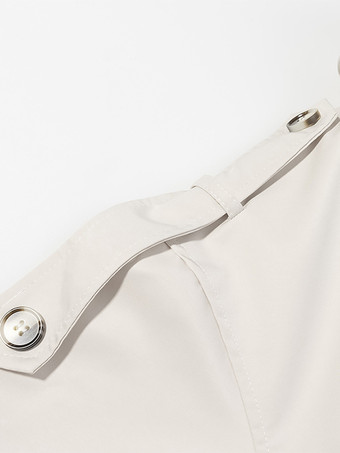 レディース用ファンネルネックトレンチコート - クリーム色のダブルブレスト、ドロップショルダー、ベルト付きオーバーコート - 春のオフィスからディナーまで活躍するアウター 2026