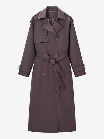 レディース用オーバーサイズトレンチコート - チョコレートブラウンのシックなダブルブレストマキシウィンドブレーカー - 2026年春の夜のお出かけに